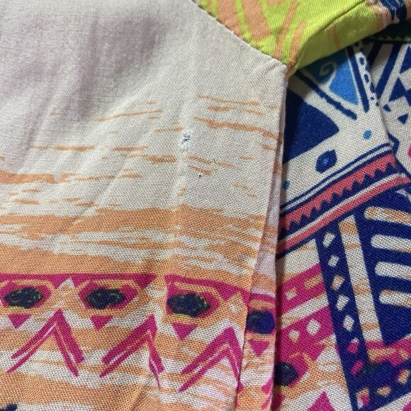 Anthropologie FLYING TOMATO Blouse Cold Shoulder Short Sleeve Aztec Womens M - Picture 5 of 10